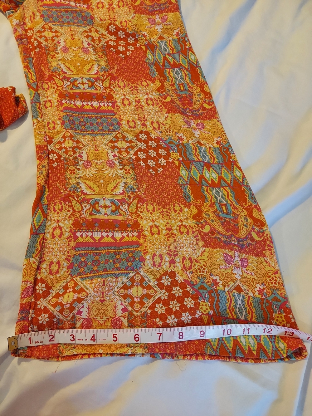Christian Siriano Boho Wide Leg Pants in Orange Multi-Print M - Picture 7 of 8
